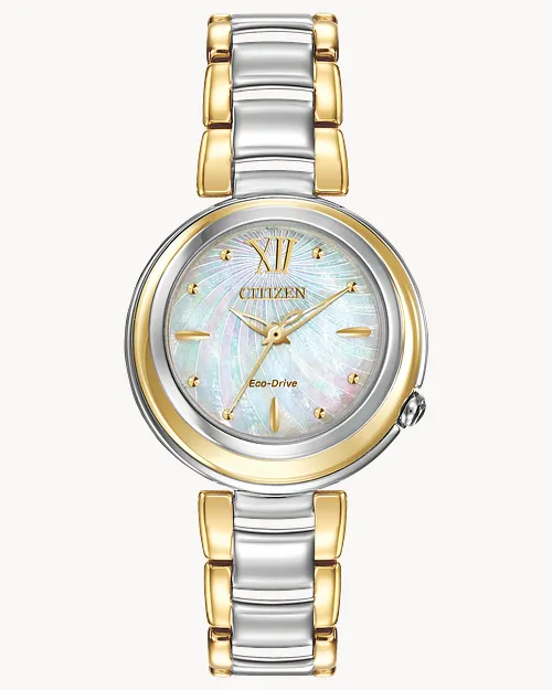 ★レア逆輸入★Citizen Eco Drive Sunrise Ladies Watch L Sunrise - Ladies Eco-Drive EM0337-56D Two-Tone Steel Watch